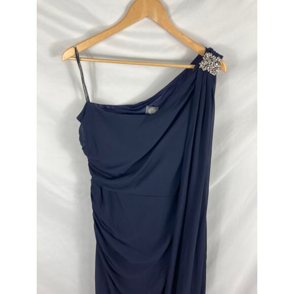 NWT Vince Camuto Embellished Shoulder One Shoulder Flow Gown Size 14 - Picture 4 of 8